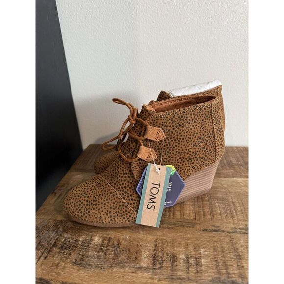 Toms Kala Desert Wedge Bootie Suede Leopard Cheetah Shoes Women's Size 6.5 Boots - Picture 5 of 8